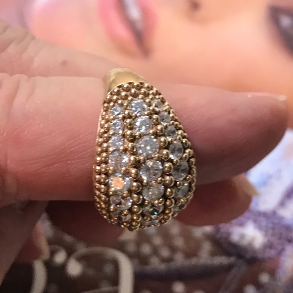 πΊSOLDπΊFab Cocktail Ring Gold, 925 Silver sz 7.5 - Picture 2 of 6